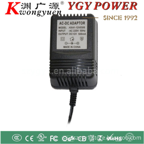 AC/AC or AC/DC Transformer with 12V 0.5A output standard,used for CCTV CAMERA and LED Light
